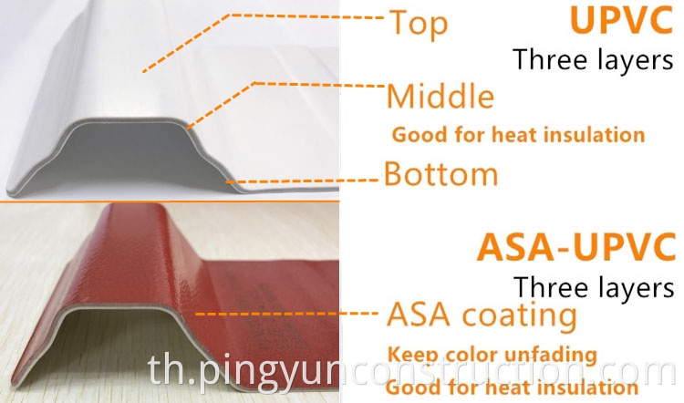 asa coating heat insulation pvc tile